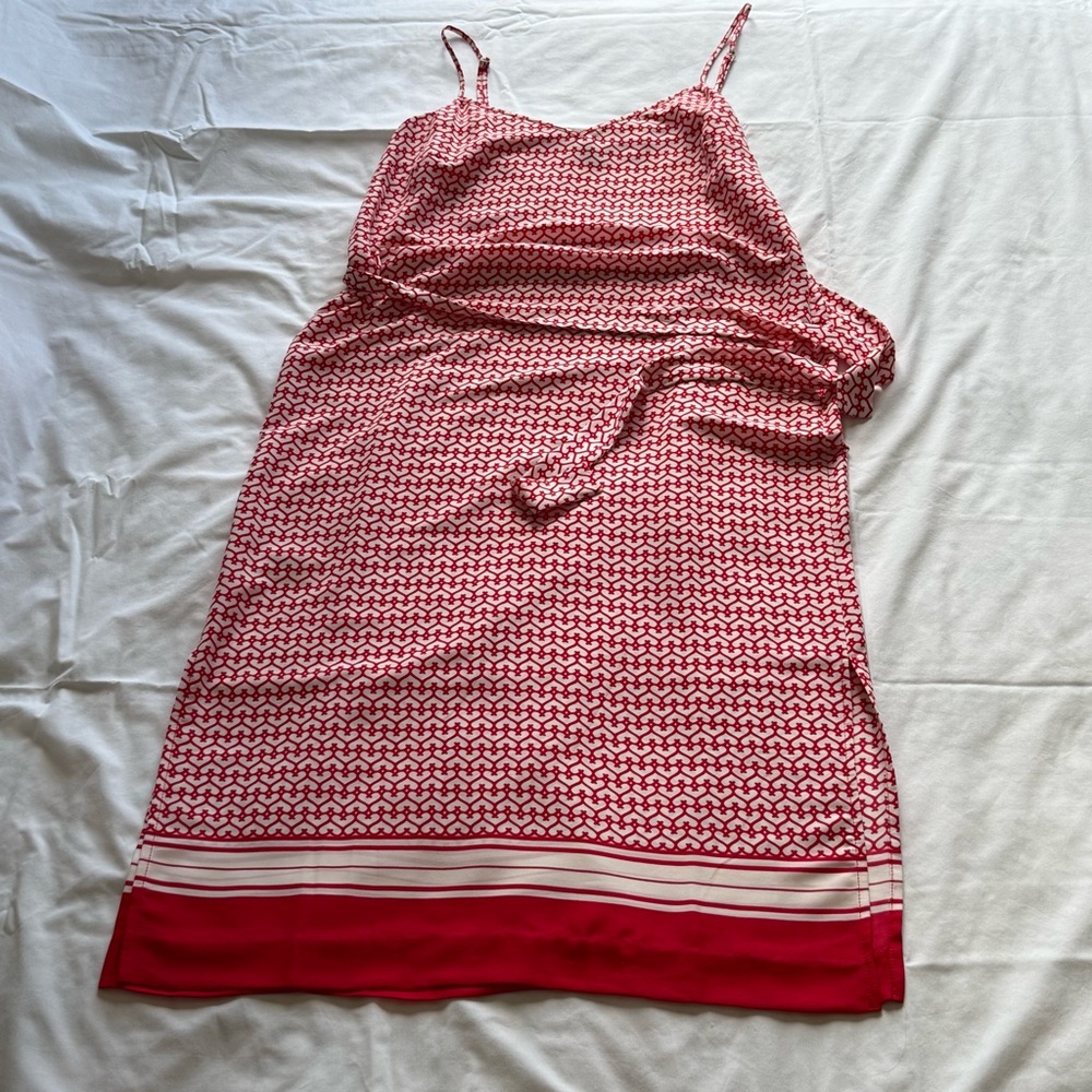 ANN TAYLOR Red and White Patterned Summer Dress